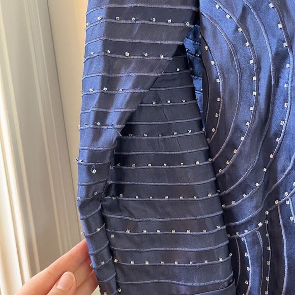 Gazzelle Ciampi Magali Evenings Silk Blue Beaded Circular Pattern Women's Medium - Picture 8 of 9